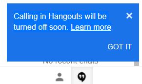 Gmail Calling hangout turned off message